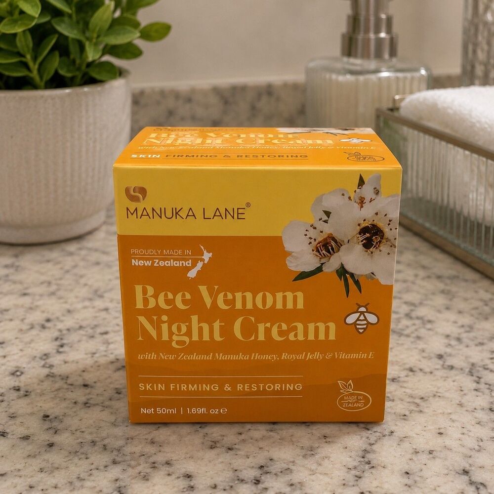 Manuka Lane Bee Venom Night Cream Skin Firming Restoring 1.69 fl oz Honey Vit E